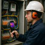 Registro termográfico de painel elétrico em inspeção preventiva
